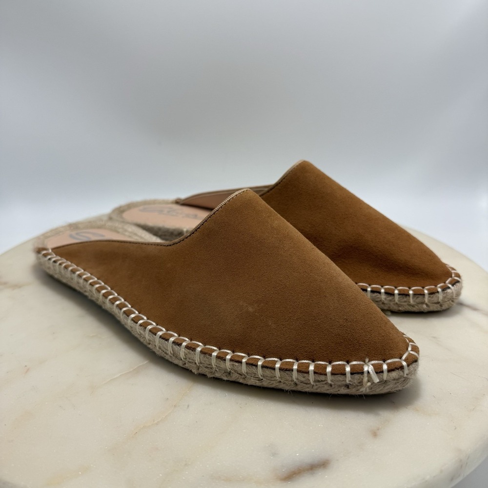 Sbicca Women's Espadrille Flat Shoes Brown Suede Mule Pointed Toe Size 8